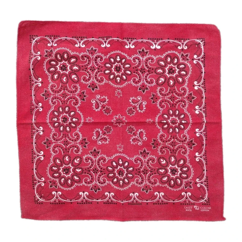 Vtg 50s 60s Elephant Trunk Up Bandana Indigo Red Selvedge Cotton Workwear #1842